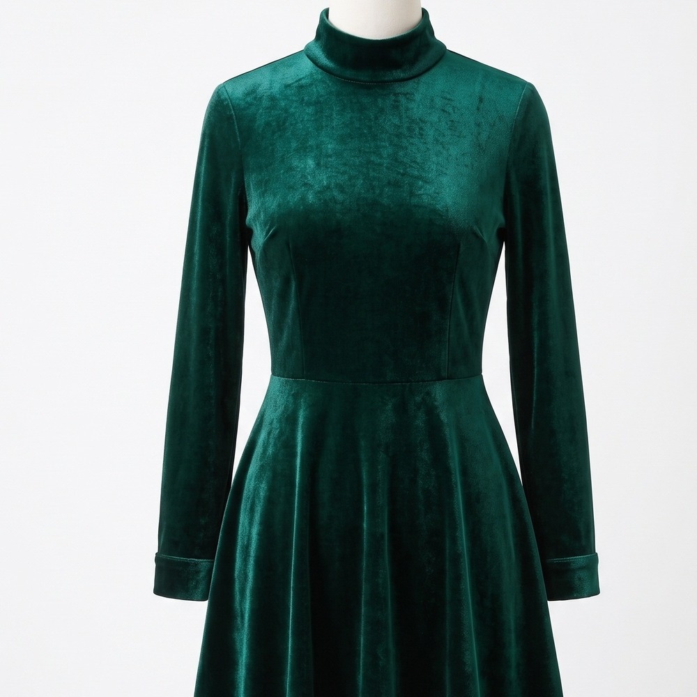Lulu's Emerald Green Velvet Mock Neck Open Back Fall Winter Mini Dress